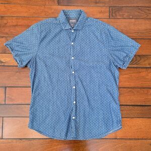 Bonobos Slim Fit Shirt Mens XL Blue Short Sleeve Button-Down Dot Chambray Casual